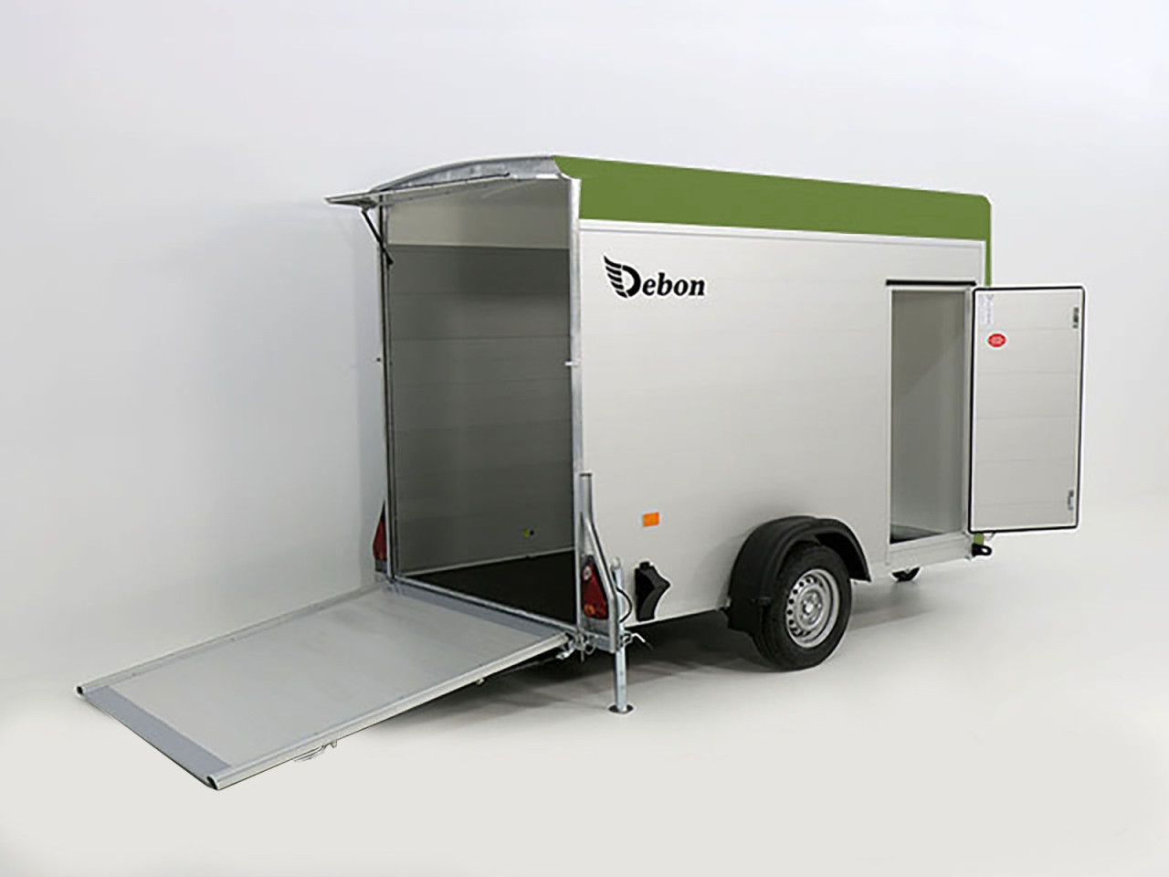 2632_01ETVE3EN0KpajM_1280x1280.jpg Debon Kofferanhänger C300 148x295cm H:190cm 1,3t Alu, Polybug|Tür|olivgrün-Neu – Image 1