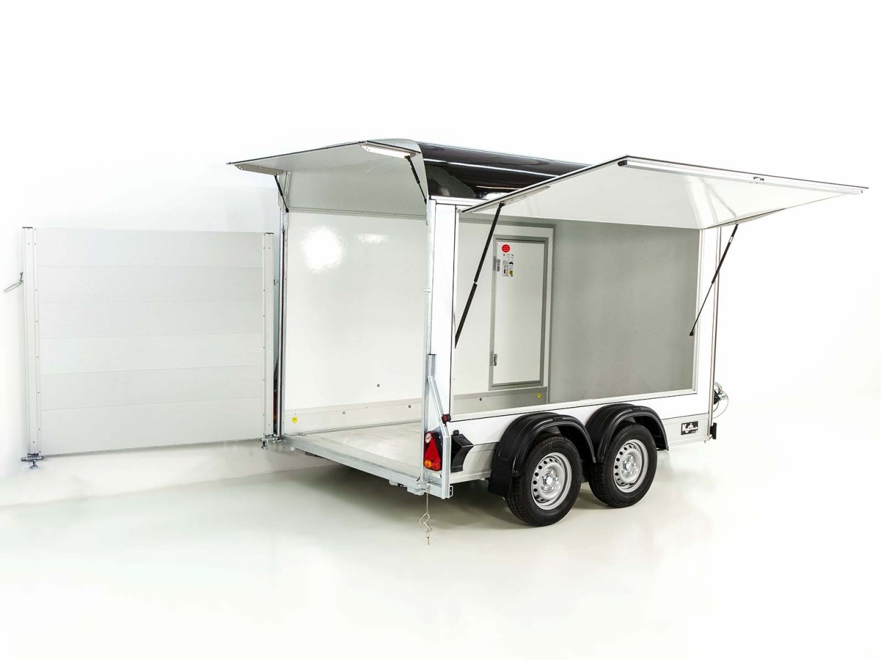 96.jpg Debon Kofferanhänger C500 Sandwich 164x300cm H:200cm 2,0t|Alu|Polybug|Tür|schwarz-Neu – Image 1
