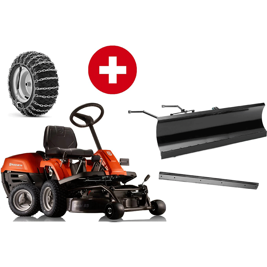 Wint_75feda82-8060-450d-8bd8-da9c8adc866f-2-1.png husqvarna frontmaher r 112c mit mahdeck combi 85 winterpaket mit schneeschild gummileiste und schneeketten modell 2025 neu – Image 1